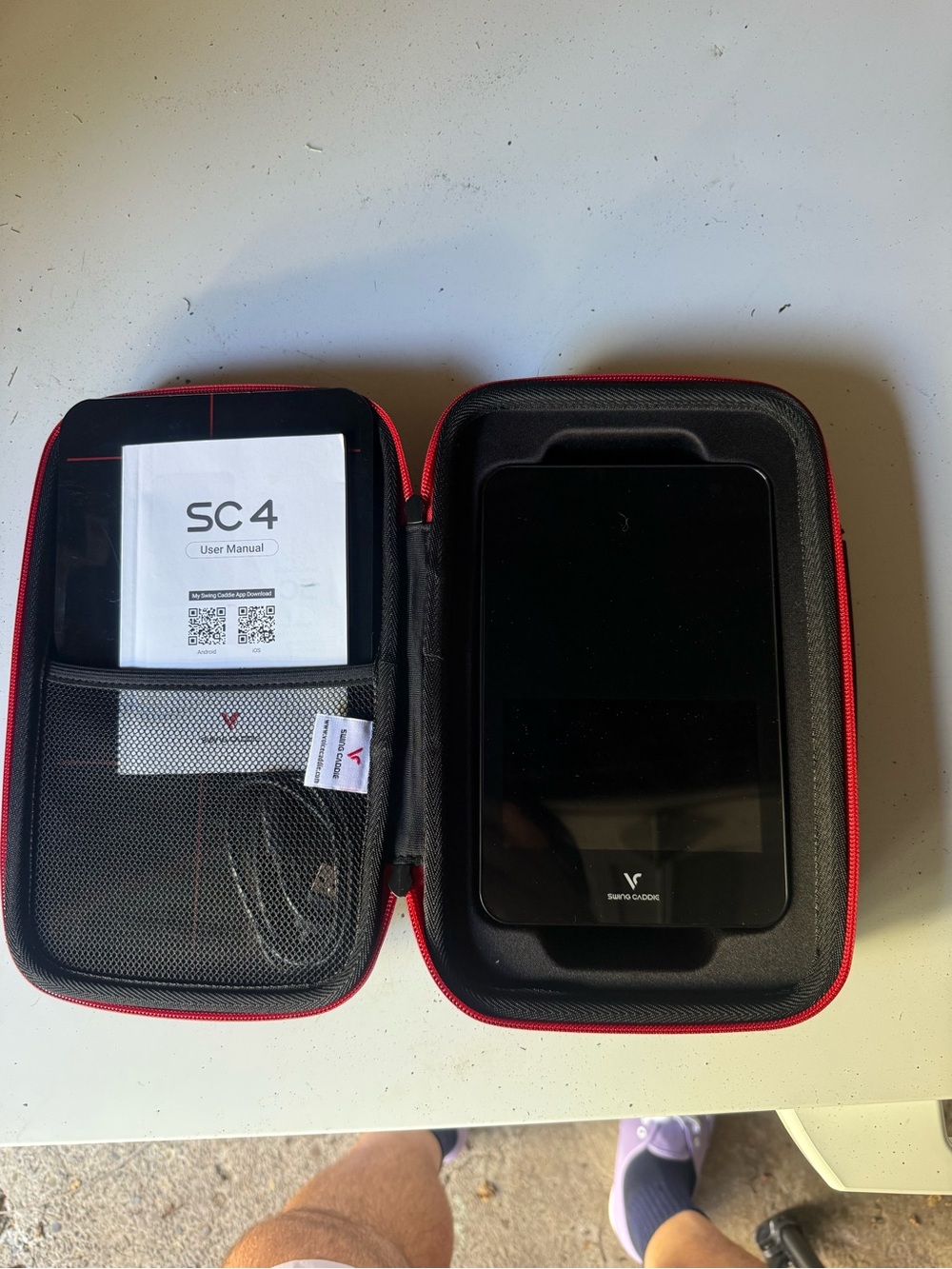 SC4 swing caddie pro launch monitor with Red-Trim Protective Case
